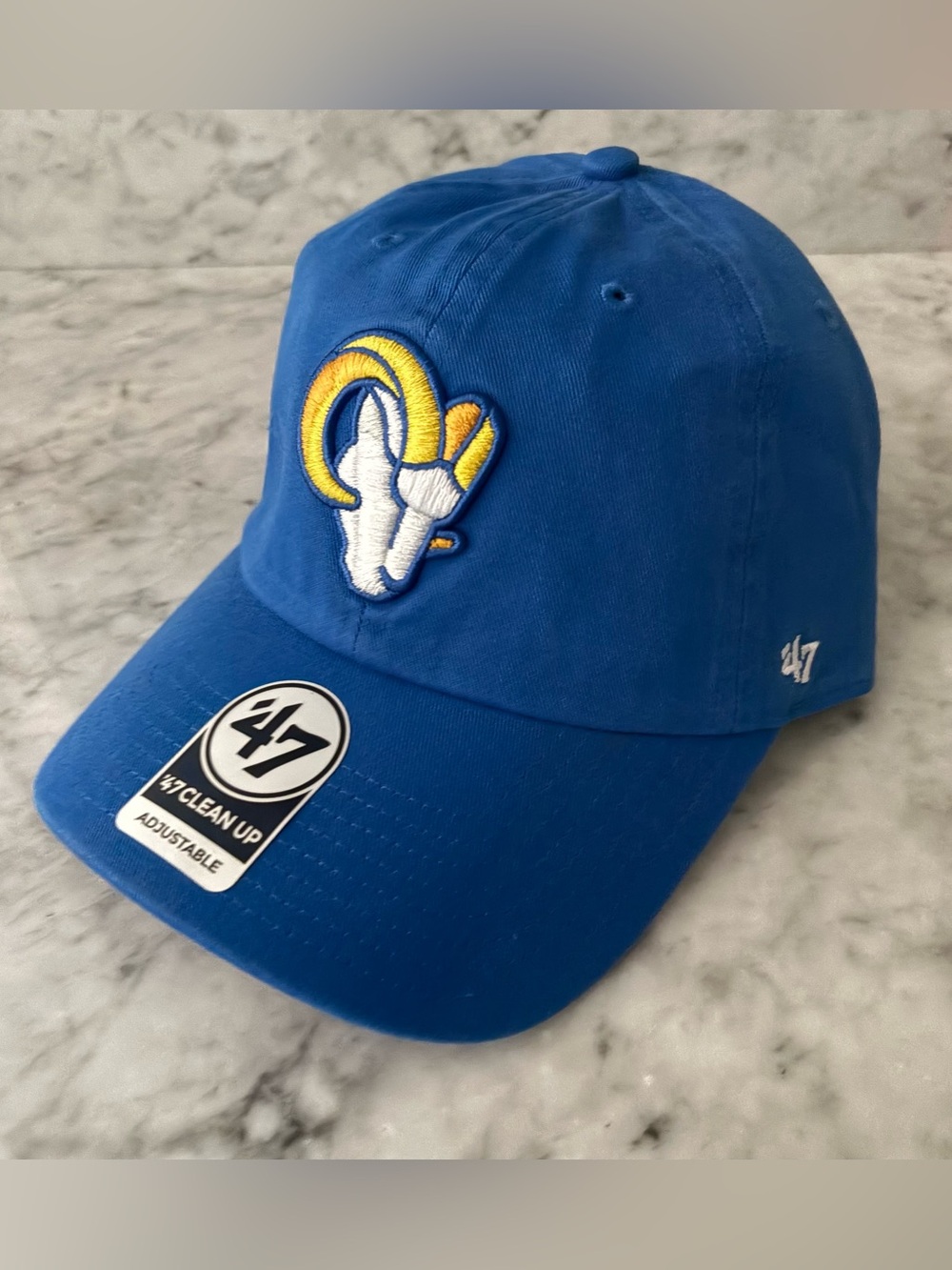 47 Brand Los Angeles Rams Clean Up Blue Adjustable Strap Hat NFL Alternate Logo